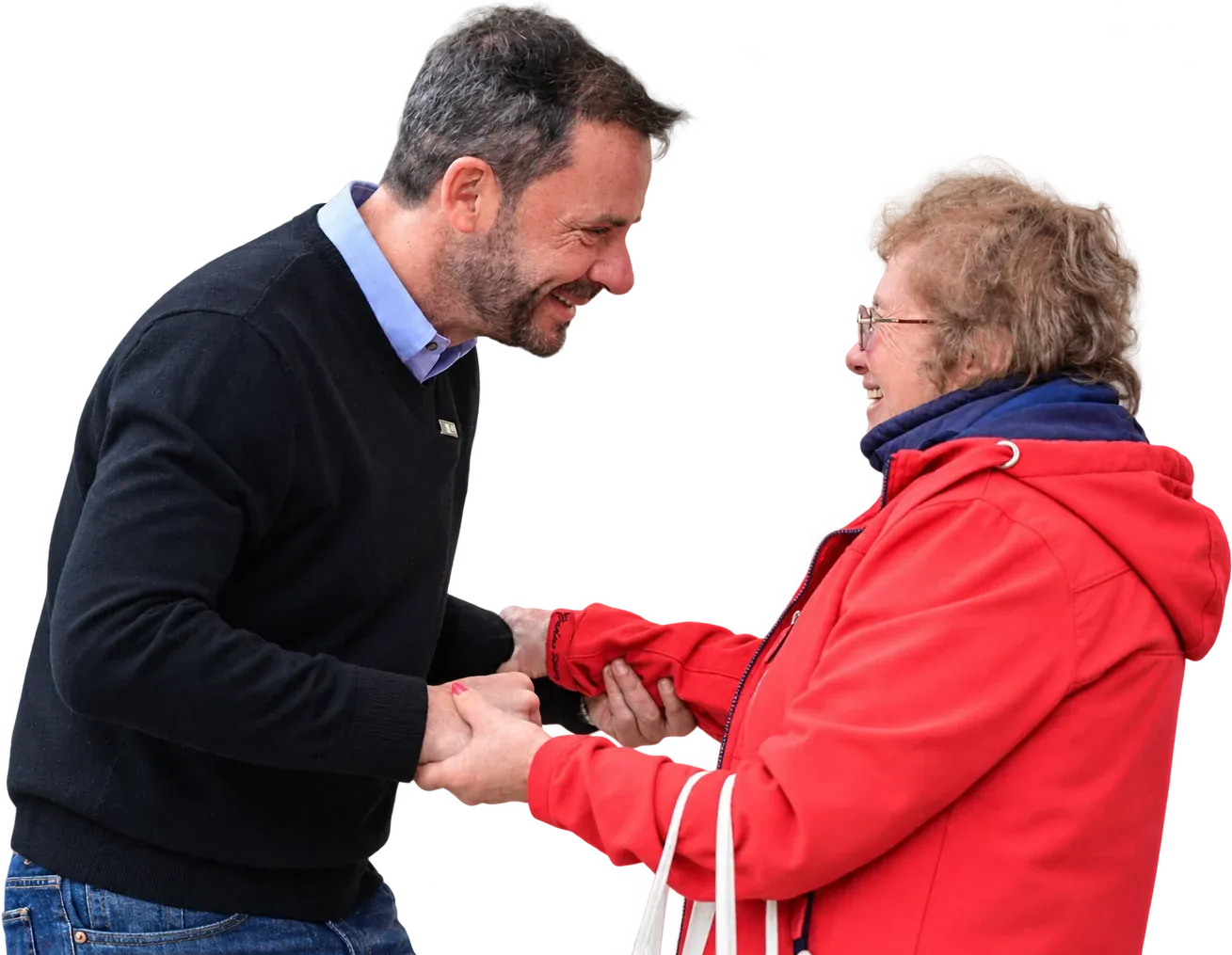 Ariel Sujarchuk saludando a una vecina