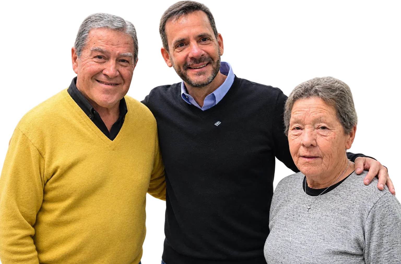 Ariel Sujarchuk junto a dos vecinos de Escobar